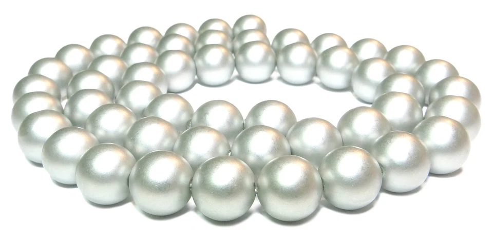 😏 Muschelkernperlen matt silber 8 mm Kugeln Perlen Muschelperlen Strang 😉 - Bild 1 von 1