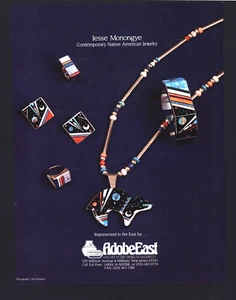 1990 ADOBE EAST JESSE MONONGYE CONTEMPORARY NATIVE AMERICAN JEWELRY PRINT AD - Picture 1 of 1