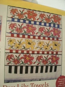 Day Lily Towel RIBBAND 4 Color Option OOP Cross Stitch PATTERN (Y) - Picture 1 of 1