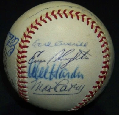 Max Carey Earl Averill Stan Musial Elston Howard Signed Baseball JSA Auction LOA - Image 1 of 4