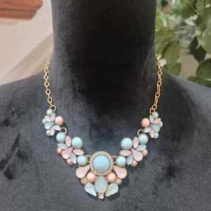 Fashion Jewelry Women's Pink Blue Bohemian Bib Gem Choker Statement Necklace - Picture 1 of 6