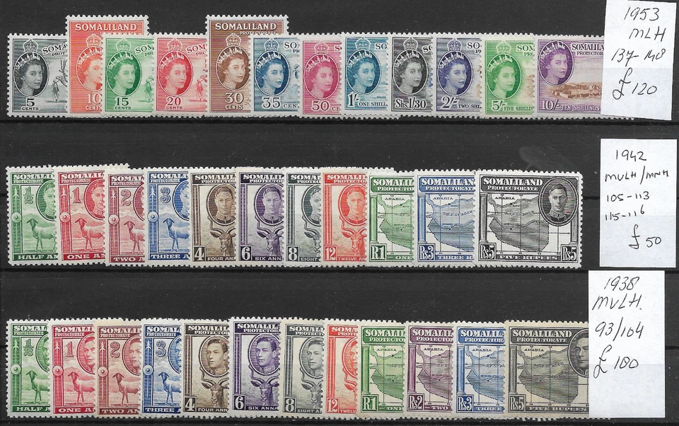 BRITISH SOMALILAND @ 1938-1953 3 GOOD SETS £350 MVLH  Nice Priced @Gb.1795 - Image 1 of 1