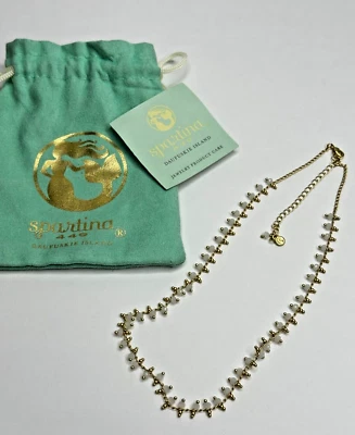 Collar Spartina 449 Isla Daufuskie Cuarzo Facetado Blanco Cuelga Tono Dorado Foto 1 de 4