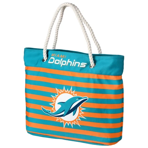 Miami Dolphins Forever Collectibles NFL Nautical Stripe Tote Bag FREE SHIP! Cover