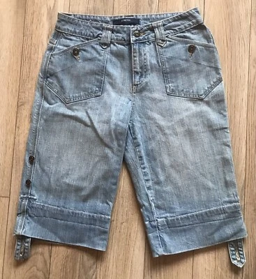 Pantalones cortos de mezclilla Bill Blass para mujer talla 6 lavado claro longitud ajustable 28 X 13 Foto 1 de 4