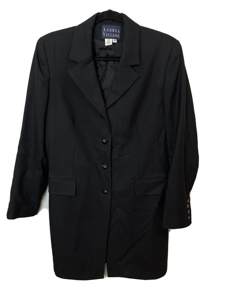 Andrea Viccaro женщин 10 шерсти Blazer Тренч куртка выемка лацкан классический BW - Изображение 1 из 4