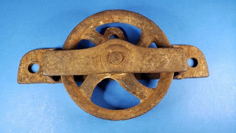Vintage Antique Original Barn Door Bottom Track Roller Single 4 7/8" Wheel Cover