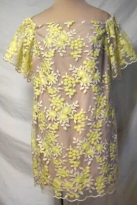 NWT Trina Turk Off Shoulder Mesh Overlay Embroidered Floral Scalloped Dress-XL - Picture 1 of 15
