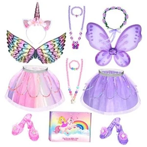 Unicorn & Flower Princess Dress Up Clothes Set for Girls - Tutu, Wings, Shoes, - Picture 1 of 7
