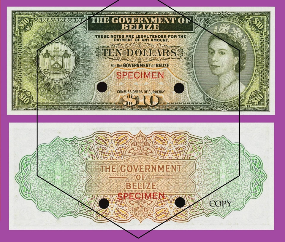 Muestra de 10 dólares de Belice ND * Copia Foto 1 de 1