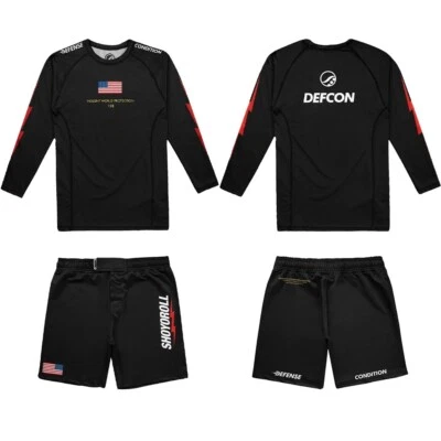 Shoyoroll Defcon x Shoyoroll Rash Guard LS y Pantalones Cortos Ajustados de Entrenamiento JiuJitsu MMA Foto 1 de 4