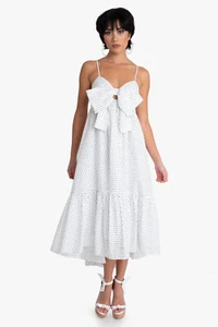 Black Halo LAKIA POLKA DOT DRESS Medium NWT - Picture 1 of 5