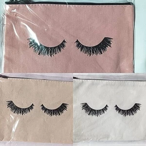 COSMETIC BAG ZIP UP POUCH MAKEUP EYELASHES VARIOUS COLORS 8.5 IN X 6 IN NIP - Picture 1 of 7