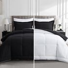Black White Queen Comforter Set - Soft Fluffy Lightweight Bed Comforter