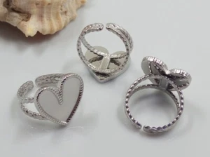 1pz base per anello Cuff cuore 17,5mm (castone 16x16mm) in acciaio inox bijoux - Foto 1 di 1