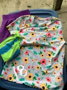 Girls Plus 18.5 Summer Swim Rashguard Top Bikini Bottom & Purple Swim Shorts XXL - Picture 1 of 2
