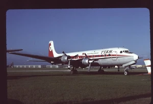 Orig 35mm airline slide TTAS Trinidad & Tobago Air Service DC-6B 9Y-TEF - Imagen 1 de 1
