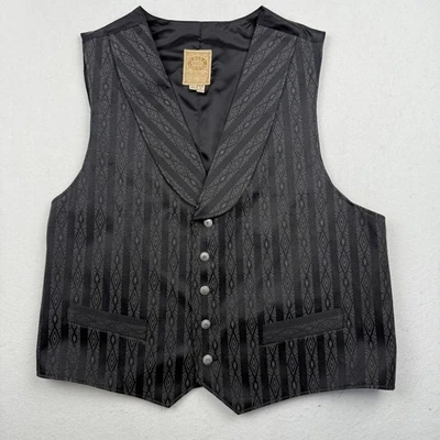 Gilet Wah Maker uomo XL nero western scialle risvolto gilet made USA Old West - Immagine 1 di 4