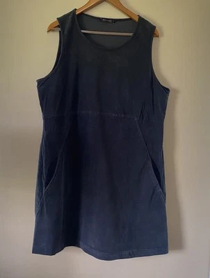 Vestido negro corte suelto para mujer cuello en V sin mangas pana para mujer talla L bolsillos " Foto 1 de 4