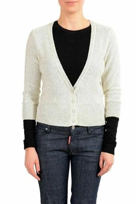 Просто Cavalli женщин серый блестками украшенный укороченный кардиган свитер США S IT 40 - Изображение 1 из 4