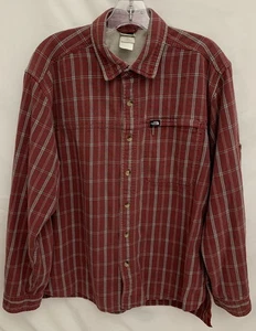 Herren The North Face Roll Tab Flanell rot kariert Baumwolle Langarm Hemd Gr. M - Bild 1 von 6