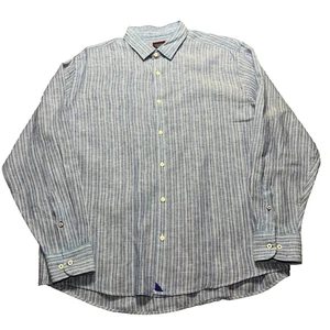 NUEVO SIN ETIQUETAS UNTUCKit Camisa Para Hombre 2XL 100% Lino Rayas Abotonadas Manga Larga Leer - Imagen 1 de 11