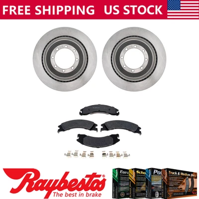 Rear Brake Rotors + Metallic Brake Pads Set For 2008-2019 Ford E-350 Super Duty — 第 1/4 张图片