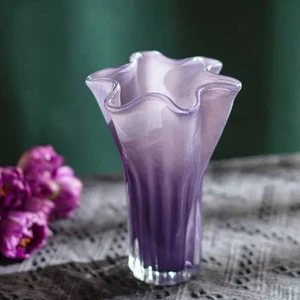 "Centro de mesa decorativo púrpura 8"" de vidrio soplado hecho a mano para boda en casa NUEVO - Imagen 1 de 7