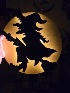 Vintage Atico International Lighted Halloween Witch On Broom Decor 20” RARE - Picture 1 of 6