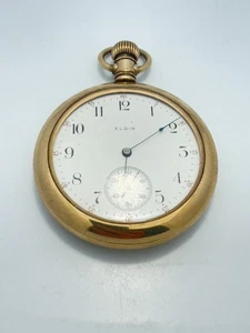Vintage Gold Filled Large Elgin Mens Pocket Watch 52.5mm - Picture 1 of 11
