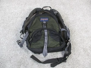 JanSport Backpack Black Green Nylon Daypack Hiking Travel Bag with Waist Belt - Picture 1 of 11