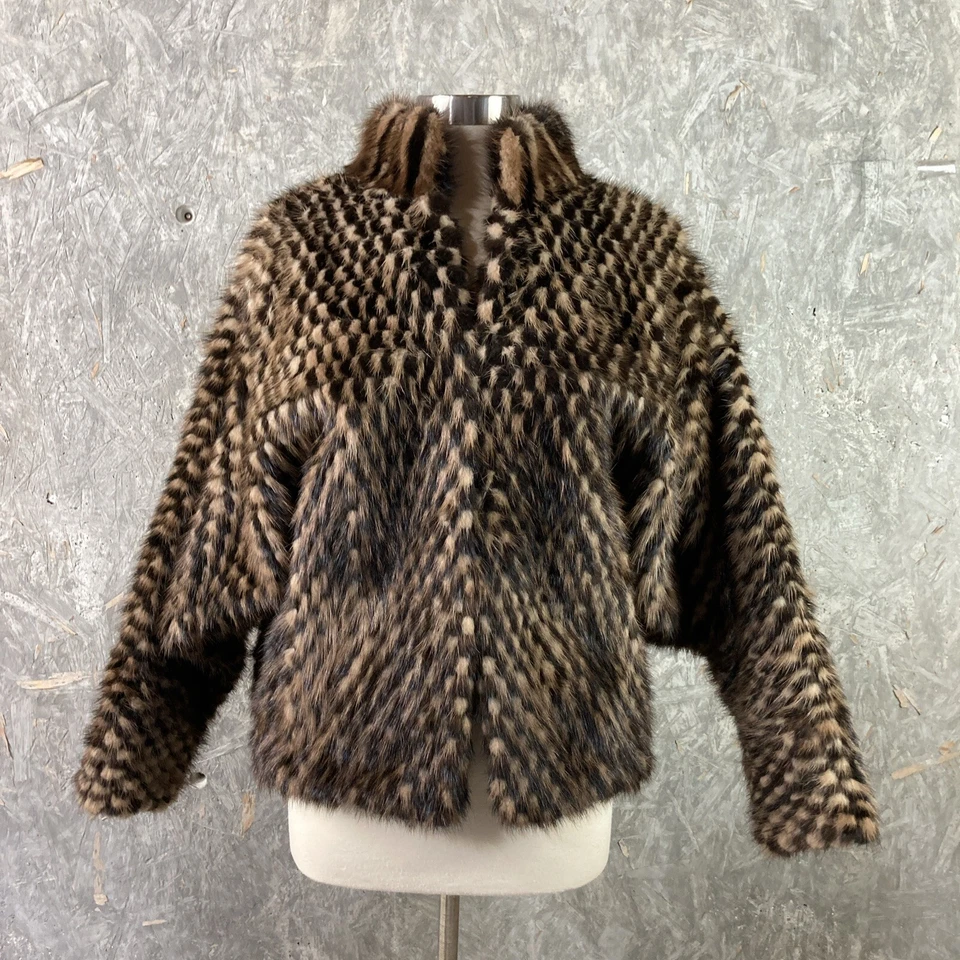 Chaqueta Visón Cuello Embudo Manga Dolman Piel Cuadros Talla M De Colección Hong Kong Foto 1 de 4