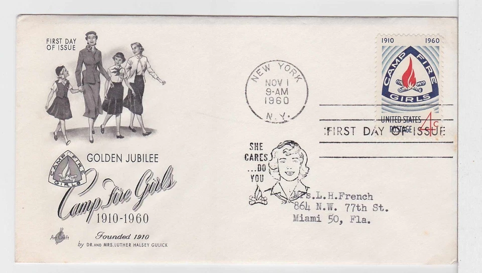 TurtlesTradingPost - Campfire Girls Golden Jubilee -1960 #1167 Artcraft FDC - Image 1 of 1