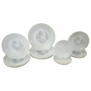VTG Termocrisa Milk Glass Plates -17 piece -Blue Floral -Swirl -1960s -EUC!! - Picture 1 of 5