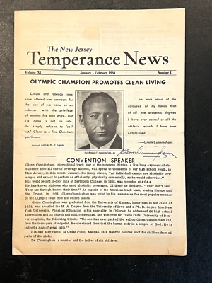 格伦·坎宁安手工签名节制新闻 JSA/COA 美国奥运选手 罕见 — 第 1/4 张图片