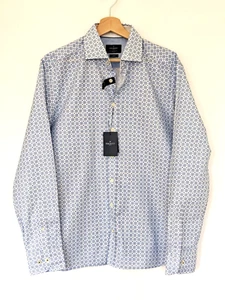Camisa Hackett Para Hombre Estampado Azulejo Buey Blanco Azul Cielo Calce Ajustado Mediana - Imagen 1 de 4