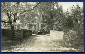 Charlottesville University Virginia va Serpentine Wall real photo postcard #2 - Picture 1 of 2