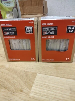 LOT OF (2) Boxes Everbilt 3 1/2" x 5/8"  Satin Nickel Door Hinges (2X12 Pack) F2 - Image 1 of 2