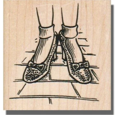 Wood Rubber Stamp, RUBY SLIPPERS, Wizard of Oz, Yellow Brick Road, Dorothy,Shoes - Image 1 of 3