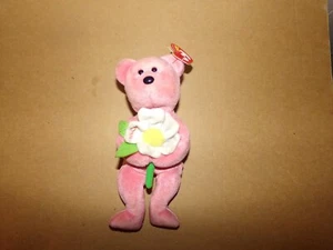 Ty Beanie Babies Dearly The Hallmark Excl Pink Bear Holding Flower - Picture 1 of 2
