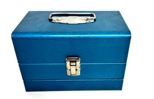 Vintage Logan Deluxe Movie Reel Chest Blue Holds 12 Film Canisters for 5" Reels - Picture 1 of 3