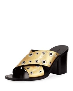 Rag & Bone: Paige Tacones Deslizables Oro Ojal Entrecruzado Para Mujer Talla 40 EE. UU. Talla 10 - Imagen 1 de 6