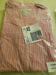 Roaman's Button Front Coral Pink Stripe 30W NEW NWOT Tunic Top Big Shirt - Picture 1 of 4