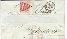 BUSTA ANTICHI STATI 1859 PARMA 15 cent. vermiglio CON CERTIFICATO (sass 7)