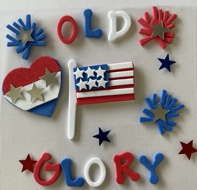 旧荣耀 3-D 泡沫贴纸 (18 件)旗帜•七月四日•美国•美国•明星•卡• — 第 1/4 张图片