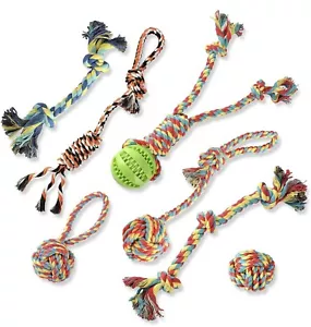 More details for dog rope assorted tug toys safe cotton interactive playing￼ chewing training