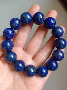 Pulsera de jade artesanal verdadera lapislázuli cuentas redondas pulseras para hombre 16 mm - Imagen 1 de 17