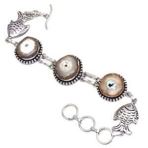 White Topaz Gemstone Unisex Girls 925 Silver Jewelry Bracelets 7''Adjusable