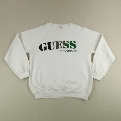 Vintage Guess Sweatshirt Mens Large White George Marciano Big Logo Sweater 90s - Image 1 of 4