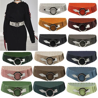 Glamexx24 Damen Stretchgürtel Taillengürtel Breite 6cm Hüftgürtel silberner Ring - Bild 1 von 3